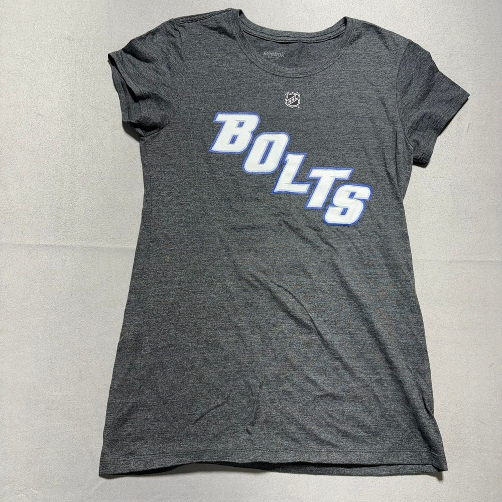 Reebok Tampa Bay Lightning NHL Bolts Tyler Johnson 9 T-Shirt Womens L Grey B227W
